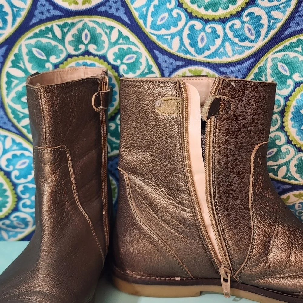 Lands' End Women's Pewter Leather Ankle Boots